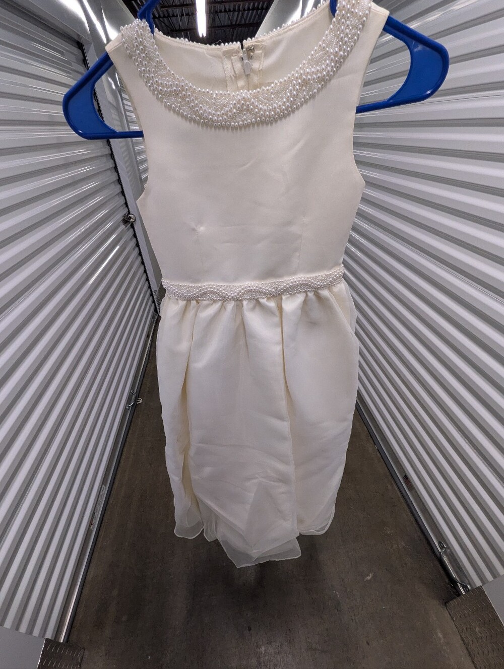 Michaelangelo Cream Beaded Waist and Neckline Formal Dress